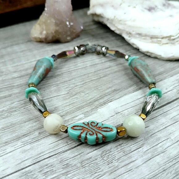 5 Pc Mix & Match Stretch Bracelet Set, Boho Chic, Statement Jewelry - Picture 6 of 8